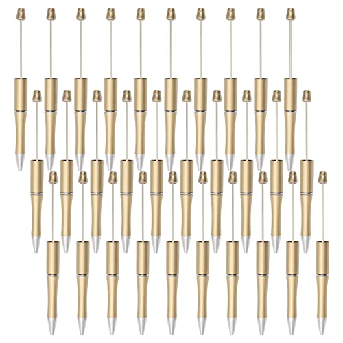 jiebor 30Pcs Gold Beadable Pens Beaded Ballpoint Pens Bulk for DIY Writing