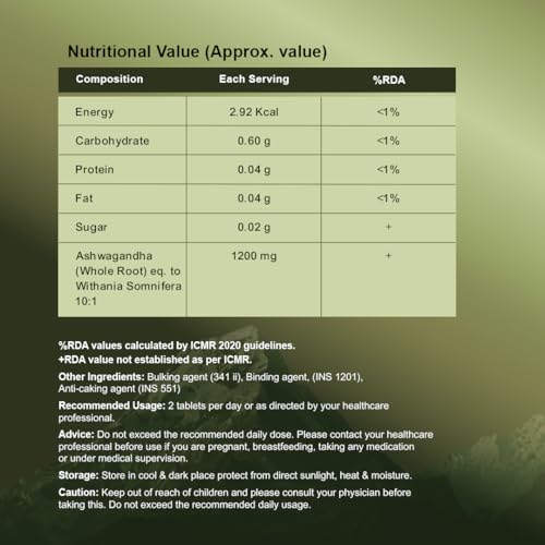 Image of CUREFOREVER Ashwagandha Tablet 1200mg - 180 Tablets, Supports Immunity & Sleep, Naturally Reduces Stress & Anxiety, Improves Focus & Mind Wellness - Withania Somnifera 10:1 Extract | 90 Servings
