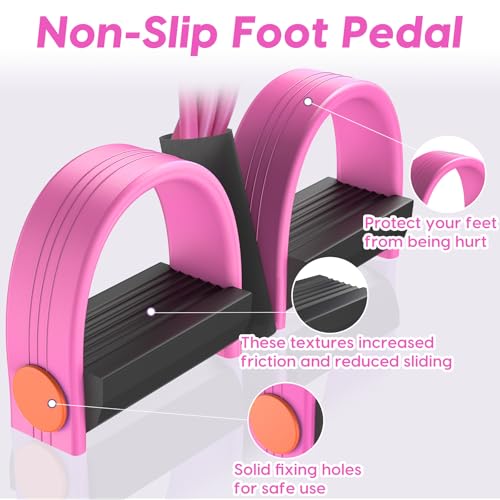 Image of Exercise Bands with Handles, 6-Tube Elastic Yoga Pedal Puller Resistance Band, Natural Rubber Stirrup Puller for Exercise, Multifunction Tension Ropes for Abdomen, Waist, Arm, Leg Stretching Training