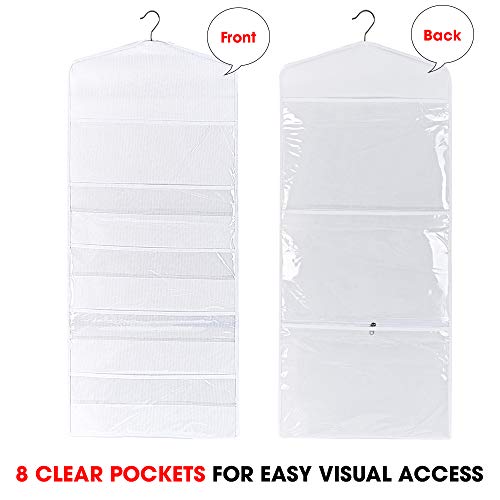 Primode-Gift-Bag-and-Tissue-Paper-Storage-Hanging-Organizer-with-Multiple-Front-and-Back-Pockets-Double-Sided-Organize-Gift-Wrap-and-Paper-Bags-38-x-16-Inch-White