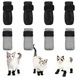 CIATBYYJ 8 Stück Verstellbare Katzenschuhe aus Netzstoff, Anti Kratz Katzen Socken, Katzenpfotenschutz, Katzen Schuhe, Krallenschutz Katze Katzenstiefel zum Baden,Schneiden von Nägeln (Grau,M)
