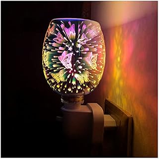Glass Electric Oil Burner 3D Aroma Lamp Glass 3D Effect Night Light Wax Burner Light Up Wax Burner Scentsy Plug in Wax Burner for Home Office Bedroom Living Room Gifts (Butterfly)