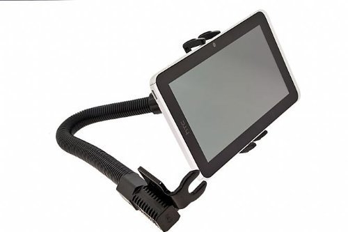 DigiMo 2-in-1 Cell Phone Car Holder or Tablet Car Mount with Flexible Gooseneck and Swivel Cradle for Apple iPad Mini, iPhone 13 12 11 XR 8 7 Pro, Samsung Galaxy S21 S20 S10 S9 Z Fold and More - Black