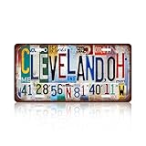 JBYMsign Vintage City Wall Decor Cleveland,Oh License Plate Metal Sign Tin Signs Poster