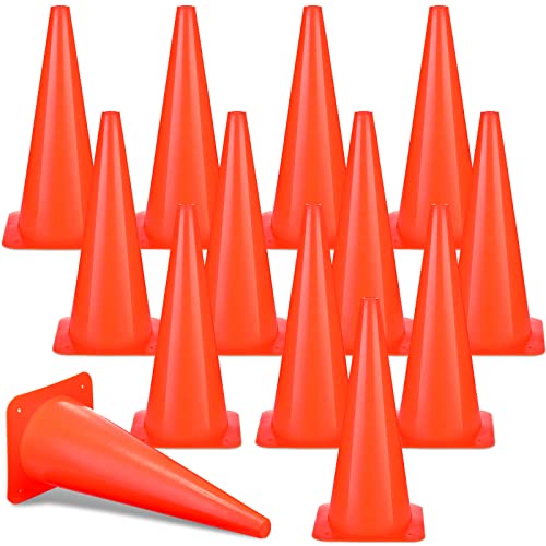 Reginary 12 Pcs 18 Inch Traffic Cones Parking Cones Bulk,