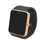 Alike C08 Men and Women Fashion Bluetooth Smart Watches Can Phone and Camera Sports Watch(gold with Black Band)