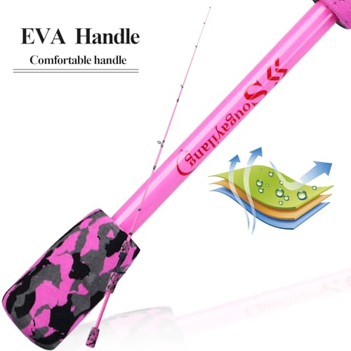 Vara de pesca Sougayilang 2PC Vara de fundição, vara de pesca leve de fibra de carbono-180cm-rosa -