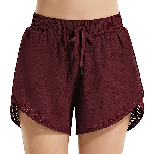 BALEAF Women's 3" Modest Comfy Beach Volleyball Shorts Water Paddle Board Shorts Red Wine XL BALEAF Women's 3" Modest Comfy Beach Volleyball Shorts Water Paddle Board Shorts Red Wine XL