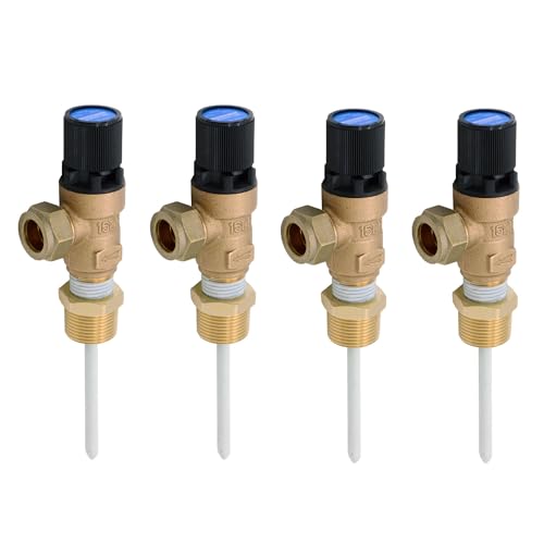Image of 4 x Heatrae Sadia Megaflo HE Range Temperature & Pressure Relief Valve 95605810, 10 bar, 90-95°C, Compatible with Megaflo Unvented Cylinders (Four Pack)