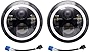 AMUNIESUN DOT Approved 7Inch Round Black LED Halo Headlight With High Low Beam White DRL Amber Turn Signal Compatible With JK TJ LJ CJ Mazda Miata Hummer H1&H2 (Pair)