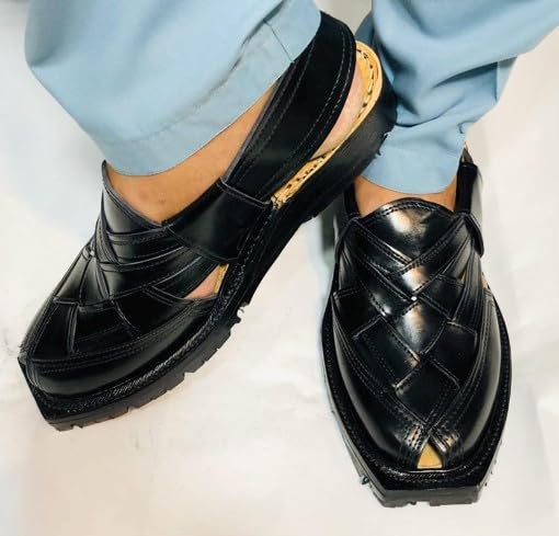 Premium Quality Peshawari Chappal, Black Handmade Stylish Sandals, Classic Black Leather Peshawari Chappal, Ethnic Leather Footwear for Men4