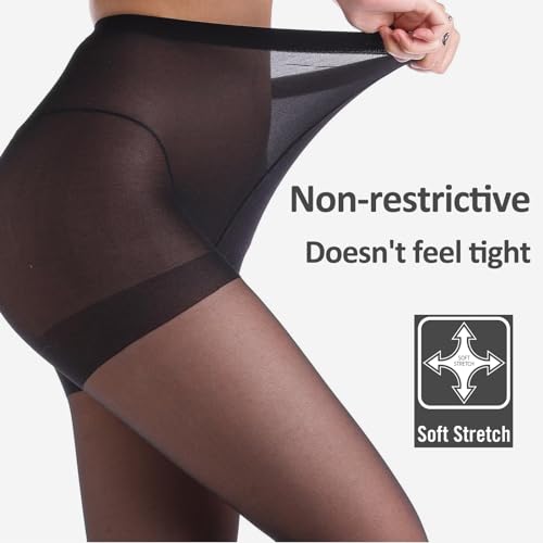 20D Sheer Black Tights for Women-Soft Stockings with Control Top Pantyhose3