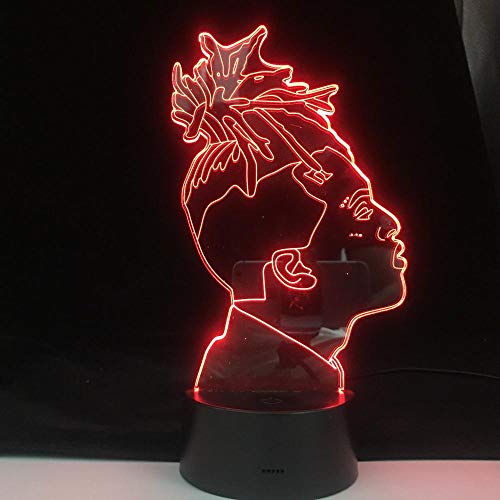 XXXTentacion famoso rapero 3D lámpara LED ilusión 16 colores cambiador de luz de noche lámpara de decoración de cabecera de bebé regalo de cumpleaños-16 colores con control remoto Cover