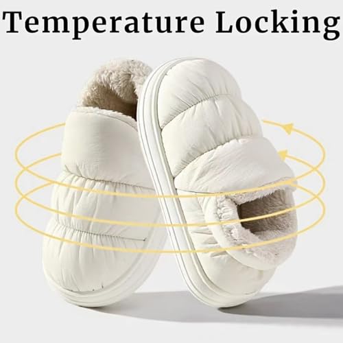 Quilted Puffer House Slippers with Full Foot Coverage Ultra-Soft Cotton Padding Fleece Lining Non-Slip Sole, All-Day Indoor Outdoor Comfort Warmth Shoes for Women Men2