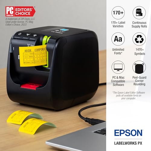 Epson LABELWORKS LW-PX800 Fabricante de etiquetas sem fio industrial - Impressora de etiquetas para