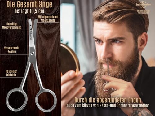 Foto von Bartschere Nasenhaar Schere mit Mikroverzahnung 10,5 cm mit abgerundeten Enden