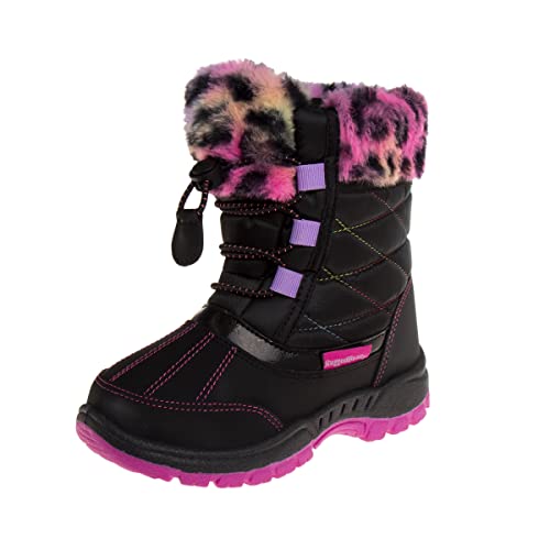 Rugged Bear Girls Snow Boot, Black/Multi, 8 Toddler