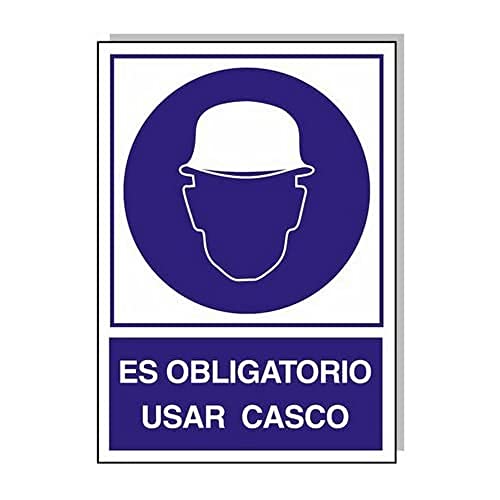 Cartel Obligatorio Usar Casco 30X21 Cm.