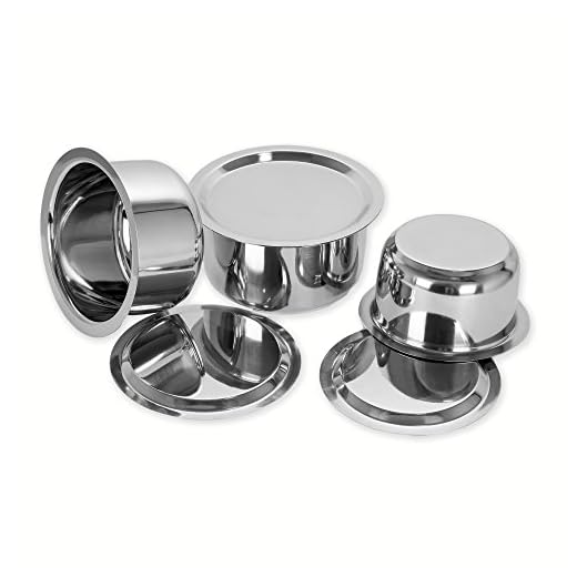 Sumeet Stainless Steel Tope Set with Lid; 1L ; 1.4L; 1.8L; Set of 3 Pieces, Silver