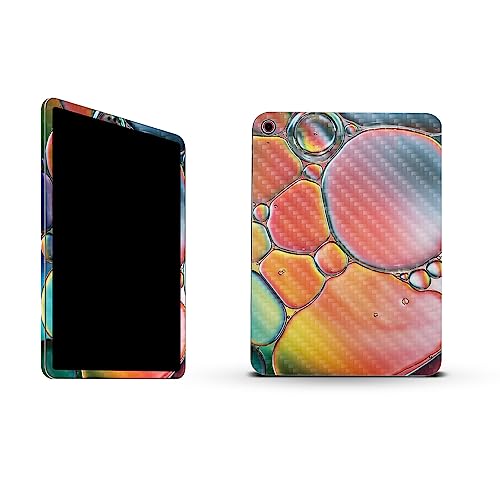 Image of MightySkins Carbon Fiber Skin Compatible with Apple iPad 10.9 inch 10th Gen (2022) Full Wrap Kit - Rainbow Bubbles | Protective, Durable Textured Carbon Fiber Finish | Easy to Apply | Made in The USA