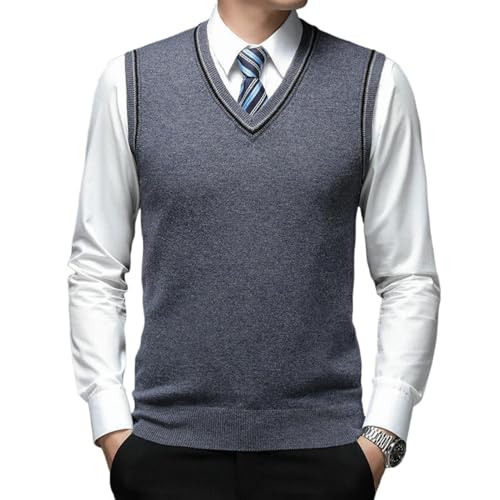Gilet tricoté pour homme avec col en V en maille premium pour l'hiver