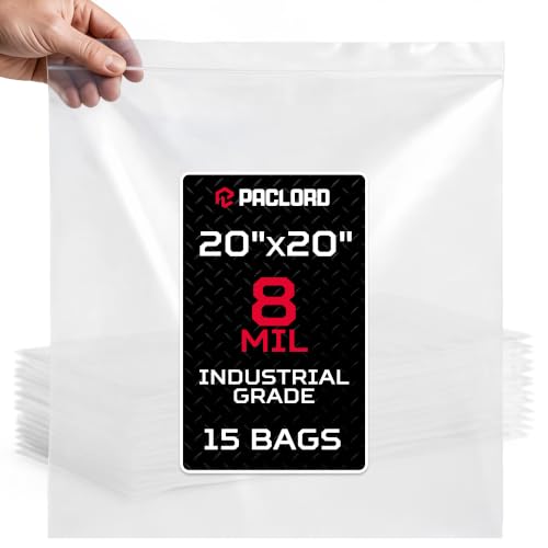 20" x 20" Heavy-Duty Extra Large Zip Plastic Bags, 15 Count