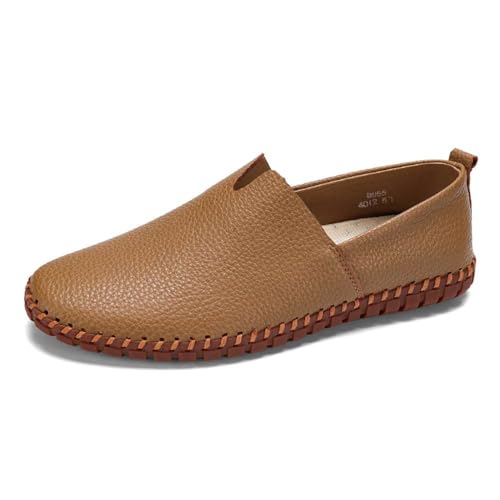 Image of Men's Genuine Leather Loafer Shoes Slip On Soft Walking Driving Shoes