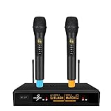 externes mikrofon 2 5mm klinke Erweiterte Audiokonfiguration - Karaoke Base 3 Funkmikrofon-Set verfügt über ein integriertes Echo-Reverb-Gerät, das Ihre Stimme bereichern kann, sowie über ein UHF-System mit einem Frequenzbereich von 520 bis 580 MHz, um Interferenzen zu reduzieren, sodass Sie problemlos hochwertige Leistungseffekte erzielen können und eine stabile Umgebung. In der Zwischenzeit kann es automatisch die perfekte Frequenz erkennen und anpassen, praktisch und bequem zu bedienen.