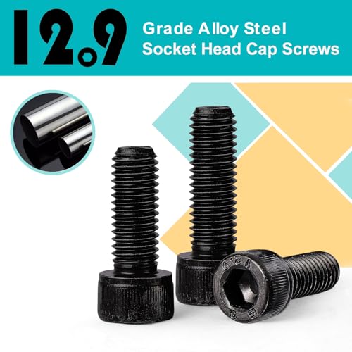 GuoYomm M12-1.75 x 90mm 4pcs Hex Socket Head Cap Screws Bolts, 12.9 Grade Alloy Steel, Black Oxide Finish, Metric Allen Drive, Full Thread by GuoYomm - Image 3
