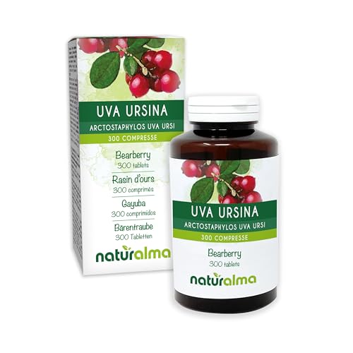 Gayuba o Uva ursi (Arctostaphylos uva ursi) hojas Naturalma - 150 g - 300 comprimidos - Complemento alimenticio - Natural y Vegano