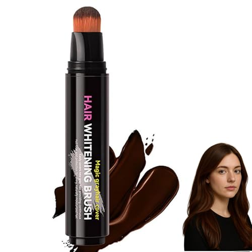 Hair Root Touch Up Stick & Brush – Temporary Hair Dye Pen for Grey Coverage, Natural-Looking Root & Beard Touch Up, Easy to Use, Travel-Friendly, for Men & Women (coffee)