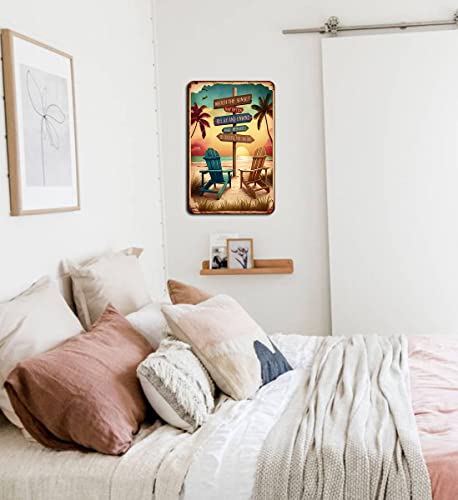 Retro Tin Signs Beach Room Decor Vintage Beachy Bedroom Surfboard Wall Decor 12X8 Inches Sign For Surfer Girl Aesthetic #TOP6