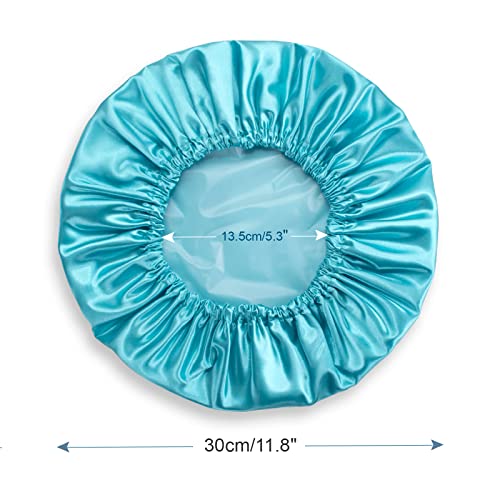Amazerbath Shower Caps For Women Reusable Waterproof, 4 Pack Women Shower Caps Reusable Eva Hair Cap For Shower Double Protection Layers Elastic, Medium Size #TOP4