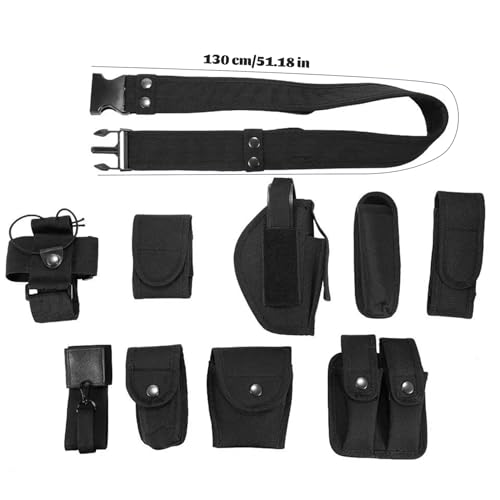 Battle Belt with Accessories 10 in 1 600D Oxford Cloth Utility Belt Adjustable Heavy Duty Combat for Daily Commuting, Hunting, Simulated Training, Black #·4
