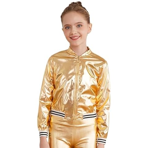 CHICTRY Shiny Metallic Baseball Jacket for Kids Cover