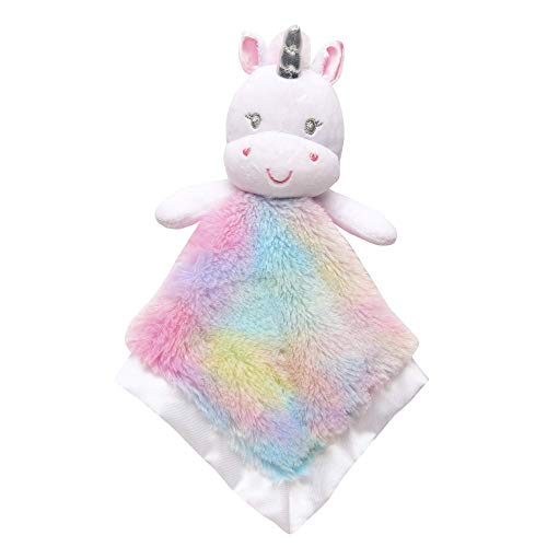 Image of Baby Starters Unicorn 14 inch Snuggle Buddy Plush Security Blanket with Satin (Rainbow)