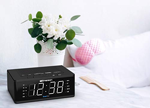 Emerson Smartset Alarm Clock Radio With Bluetooth Speaker, Charging Station With 2 Usb Ports For Iphone/Ipad/Ipod/Android And Tablets, Er100102 #TOP5