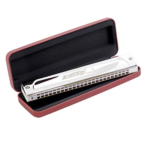 East top 24 Holes Professional Tremolo Harmonica Key of Low D Mouth Organ