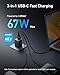 Anker Prime 67W USB C Charger, Anker GaN Wall Charger, 3-Port Compact Fast PPS Charger, For MacBook Pro/Air, Pixelbook, iPad Pro, iPhone 17/16/Pro, Galaxy S23/S22, Note20, Pixel, Apple Watch, and More