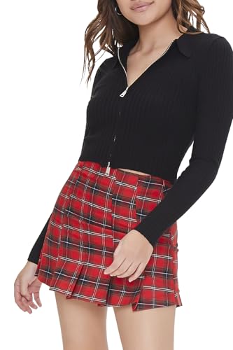 Forever 21 Minifalda a cuadros para mujer, Rojo -, XS