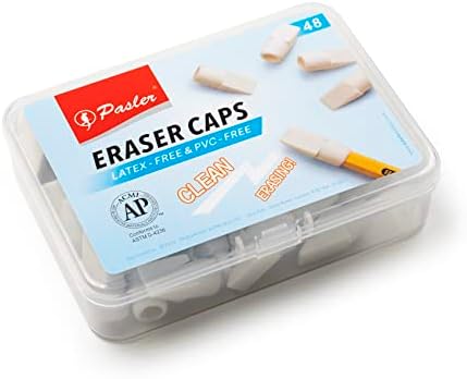 Pasler® Pencil top erasers, Eraser caps, White Color,Pack of 48