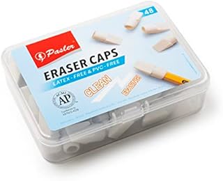 Pasler® Pencil top erasers, Eraser caps, White Color,Pack of 48