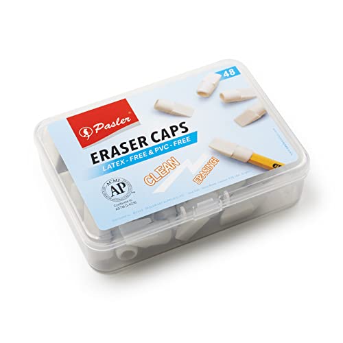 Pasler® Pencil Top Erasers, Eraser Caps, White Color,Pack Of 48 #TOP5