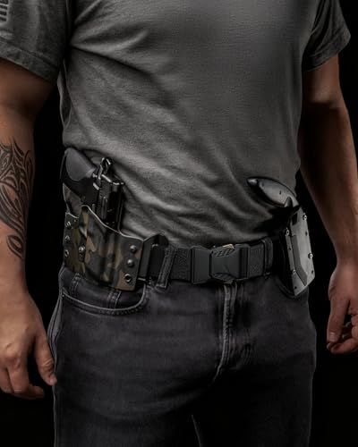 Image of Chaoren Leather Ratchet Belt 2 Pack Dress with Click Sliding Buckle 1 3 /8 inch in Gift Set Box - Adjustable Trim to Fit