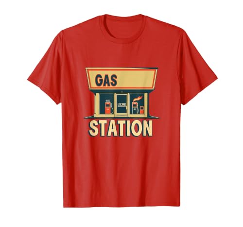 Cool Petrol Station Outfit for Petrol Station Fans T-Shirt, Men, Red, Large