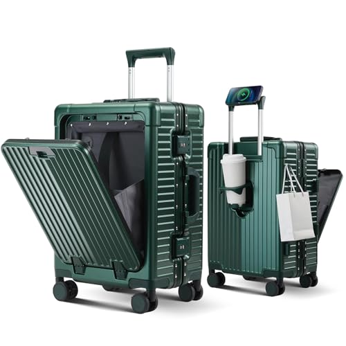Cllson 20-Inch Aluminum Carry-On with USB & Cup Holder