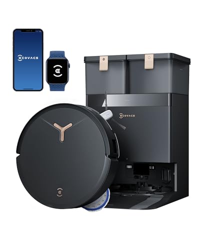 ECOVACS T50 Max Pro Omni Robot Aspirateur Laveur, 18500Pa amélioré par T30S Pro, Brosse latérale et serpillière Extensibles, Ajout Automatique Solution de Nettoyage, Lavage à l'eau Chaude 75℃, Noir