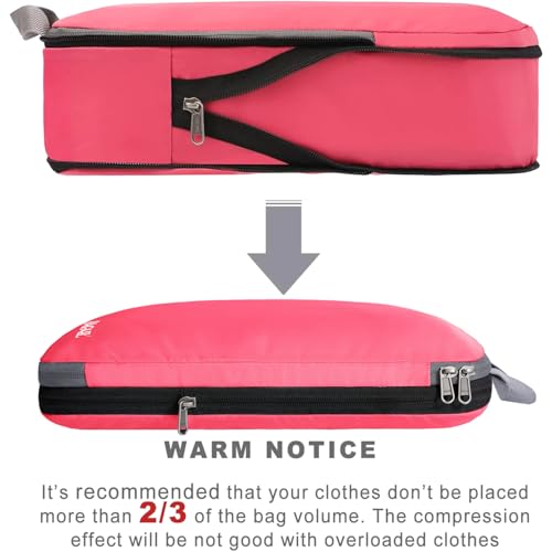 Image of BAGAIL 4 Set /6 Set /8 Set Compression Packing Cubes Travel Accessories Expandable Packing Organizers (Cloth Pattern, 4-Coral)
