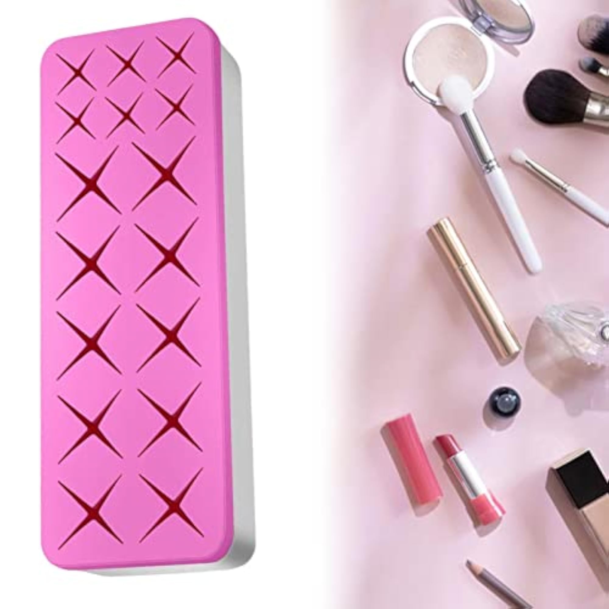 Lip Gloss Organizer for Women, Rose Red Desktop Storage