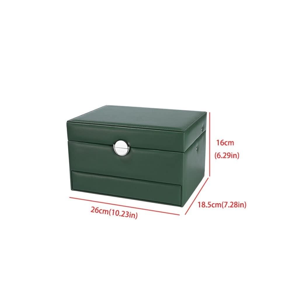 Joyero Organizador de Tres cajones con Espejo: de Cuero sintético, Ideal para Anillos, Collares, Pulseras, Pendientes y Relojes.